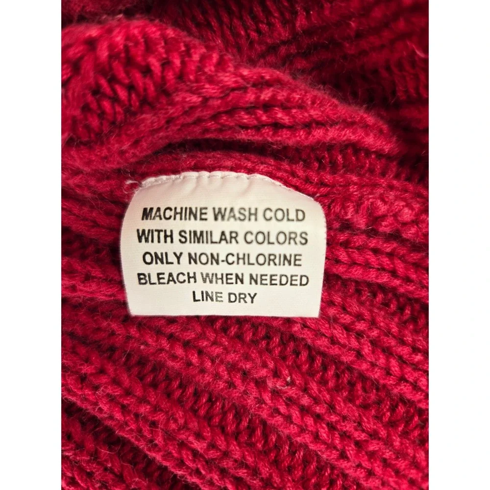 VTG‎ Hollister Co Red Ribbed Lace Up V-Neck Sweater Oversized Collar Womens Med